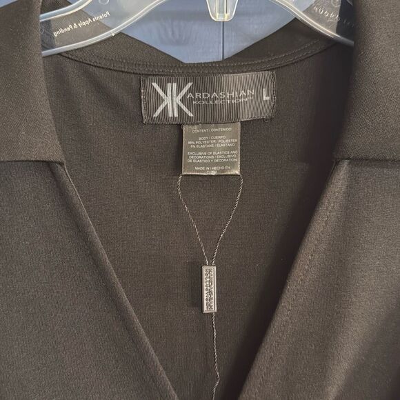 Kardashian Kollection Collared Black Pencil Dress SIZE L NWOT - Picture 3 of 5